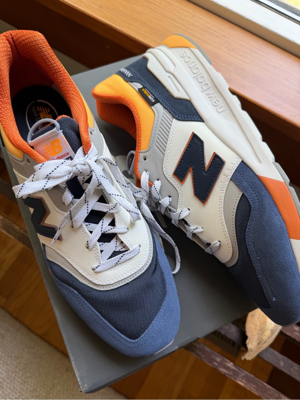 New Balance Men's 997H Moon Shadow and Vibrant Apricot Sneakers - Picture 2 of 7
